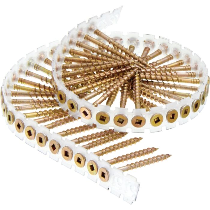 Senco DuraSpin Square Recess Flat Collated Wood Screws (Yellow Zinc - 1000pk) #8 x 2 in.