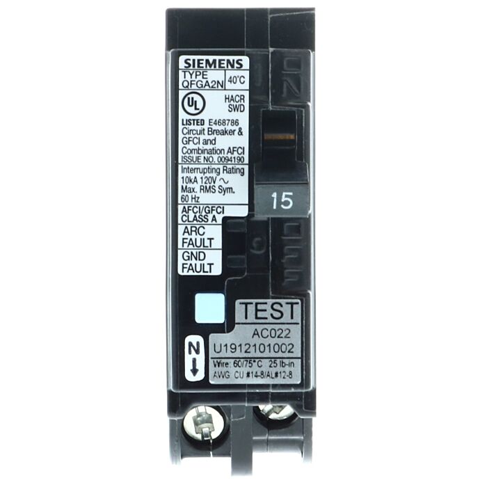 Siemens Breaker 15A Dual Func P-O Neut