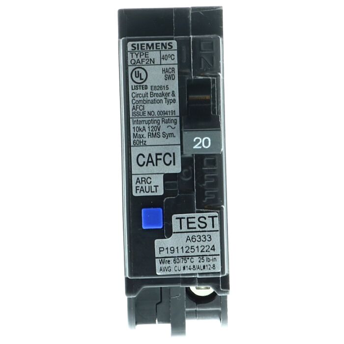 Siemens BRKR QAF2N AFCI 1P 120V 20A 10kA