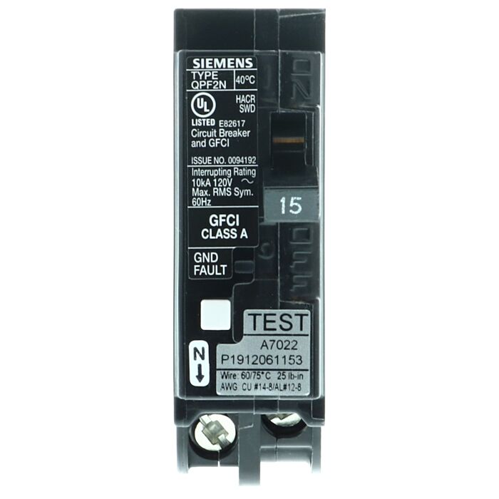 Siemens Breaker 15A GFCI P-O Neut 1-pole