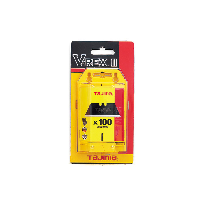 TAJIMA TOOL V-REX™ II, premium tempered steel utility knife blades, 100-blade safety dispenser