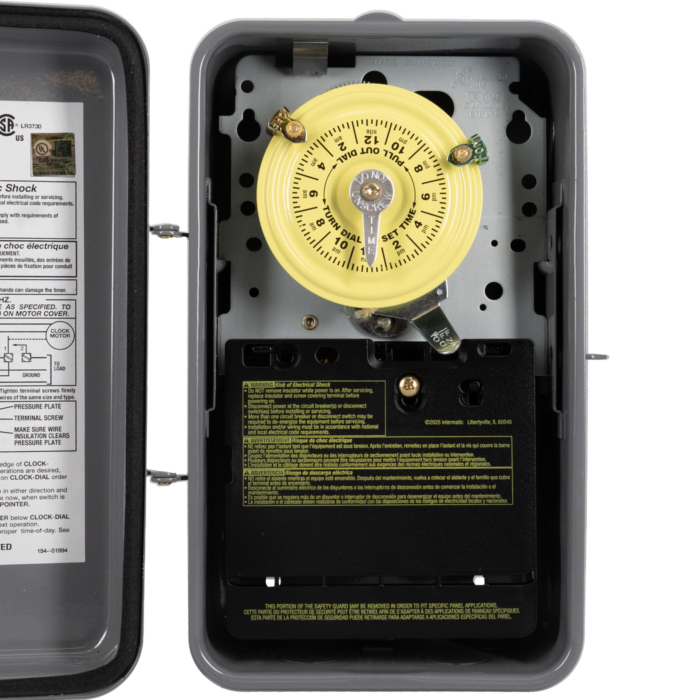Intermatic 24-Hour Mechanical Time Switch, 120 VAC, 60Hz, SPST, Indoor/Outdoor Metal Enclosure, 1 Hour Interval