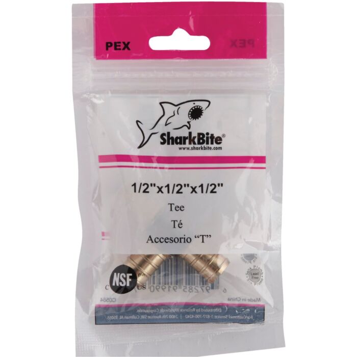 SHARKBITE SharkBite 1/2 In. x 1/2 In. x 1/2 In. Barb Brass PEX Tee