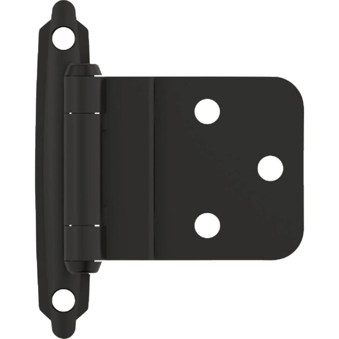 Amerock Inset Self Closing Face Mount Cabinet Hinge (Matte Black - 10pk) 3/8 in.