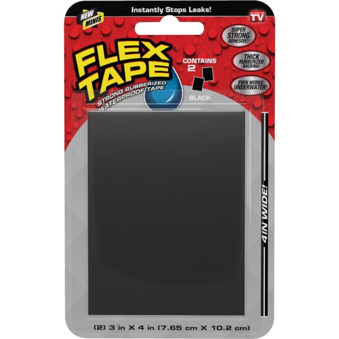 FLEX SEAL Flex Tape Mini Repair Tape (Black - 2pk) 3 in. x 4 in.
