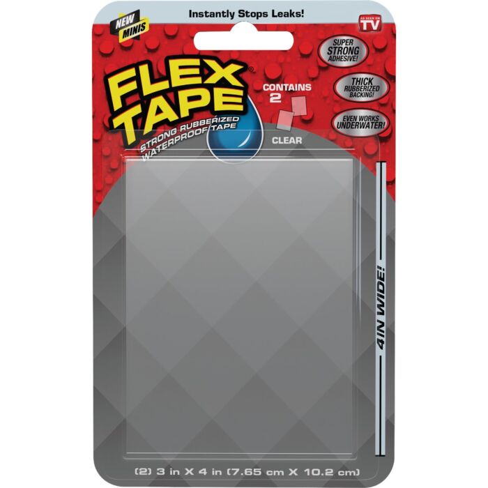FLEX SEAL Flex Tape Mini Repair Tape (Clear - 2pk) 3 in. x 4 in.
