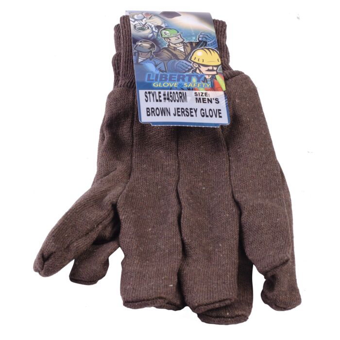 Liberty Safety Men's Cotton Brown Jersey Gloves