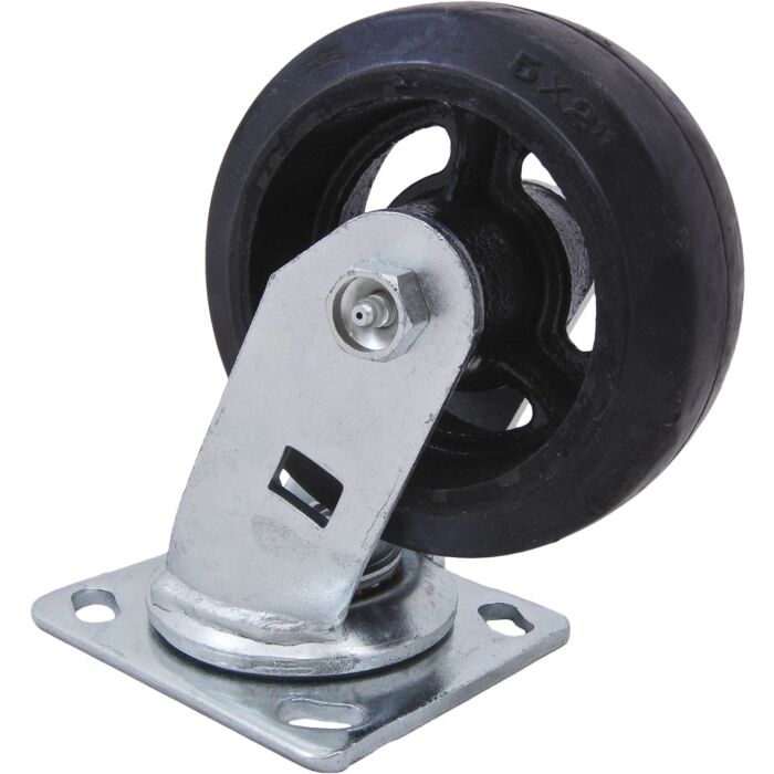 World Casters & Equipment Manufacturing 450 lb 5 in Rubber on Cast Iron Swivel Caster