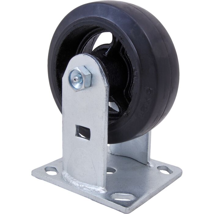 World Casters & Equipment Manufacturing 450 lb 5 in Rubber on Cast Iron Rigid Caster