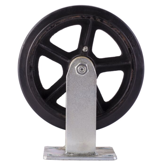 World Casters & Equipment Manufacturing 600 lb 8 in Rubber on Cast Iron Rigid Caster