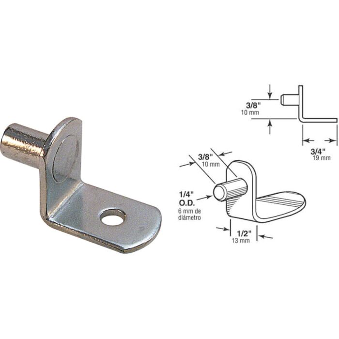 PRIME-LINE 1/4" Nickel Shelf Support (8pk)