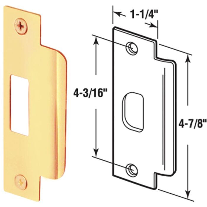 DEFENDER SECURITY Defender Security Polished Brass 1-1/4 In. Lip Strike Plate