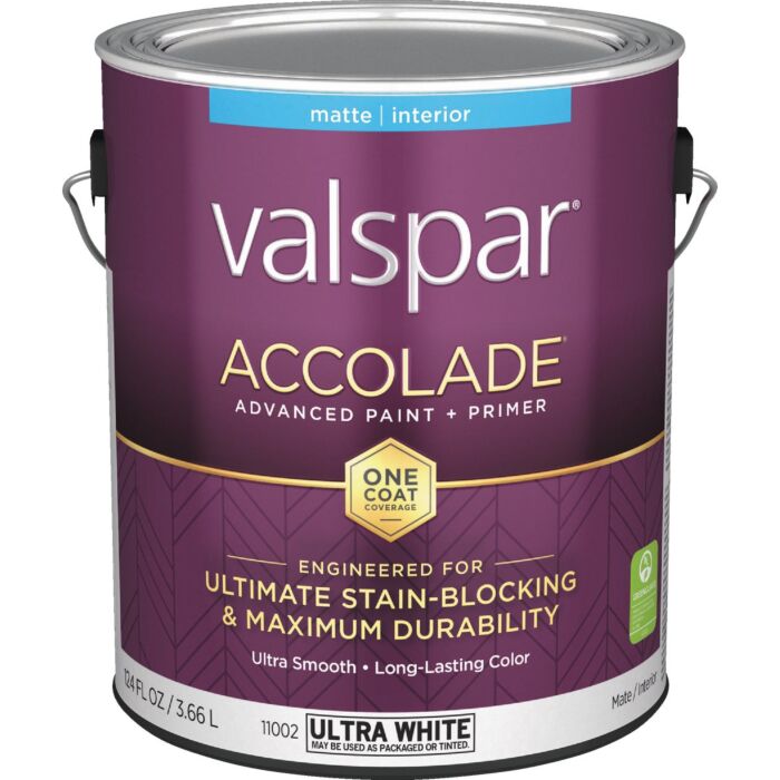 Valspar Accolade Premium Acrylic Paint & Primer (Matte - Ultra White Base) 1 gal