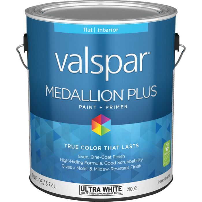 Valspar Medallion Plus Interior Paint & Primer (Flat - Ultra White) 1 gal