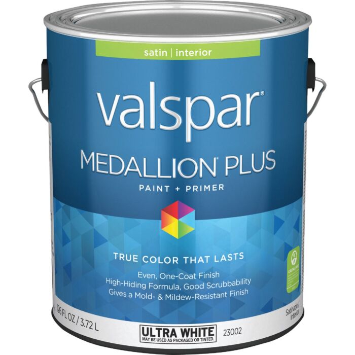 Valspar Medallion Plus Interior Paint & Primer (Satin - Ultra White) 1 gal