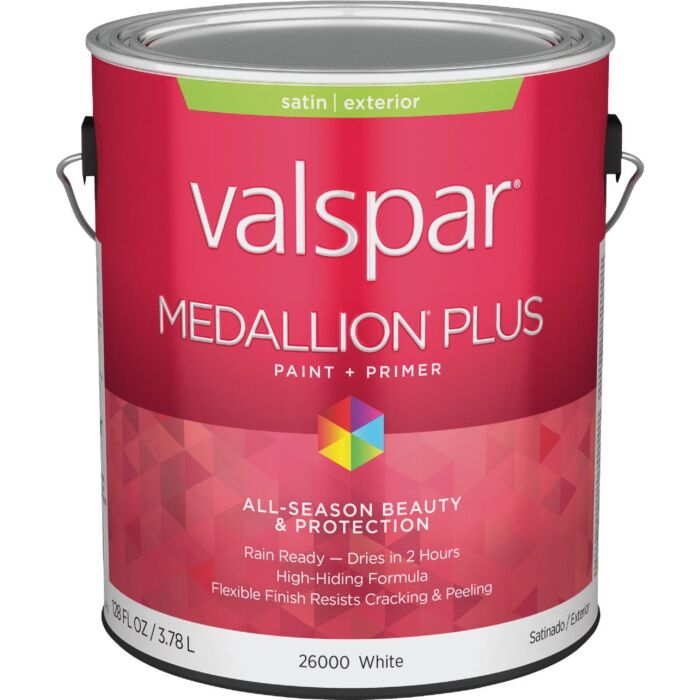 Valspar Medallion Plus Exterior Paint & Primer (Satin - White) 1 gal