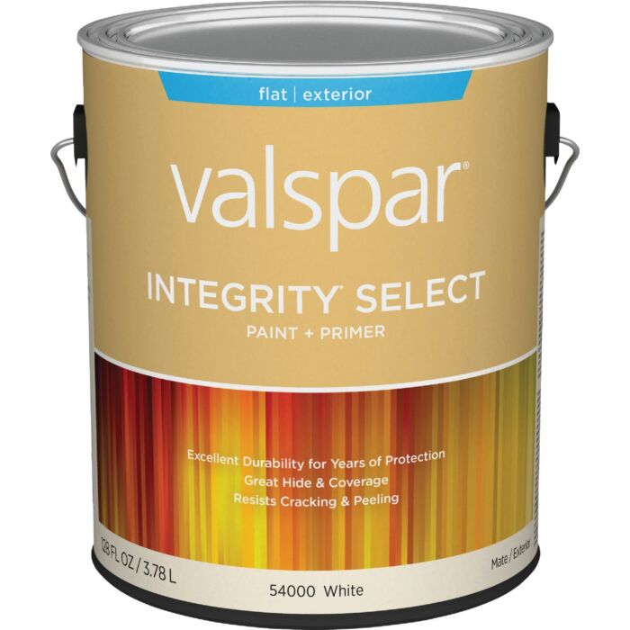 Valspar Integrity Select Flat Paint & Primer Exterior Paint, White, 1 Gal.