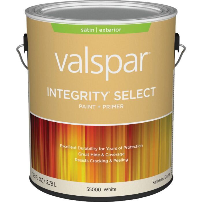 Valspar Integrity Select Satin Paint & Primer Exterior Paint, White, 1 Gal.