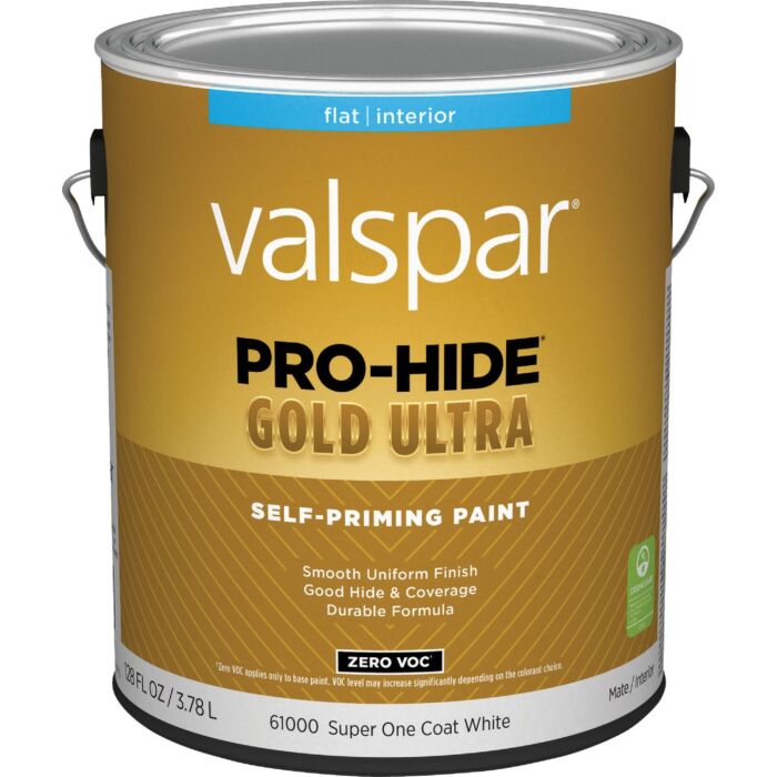Valspar Pro-Hide Gold Ultra Self-Priming Interior Wall Paint (Flat - Super-One Coat White) 1 gal