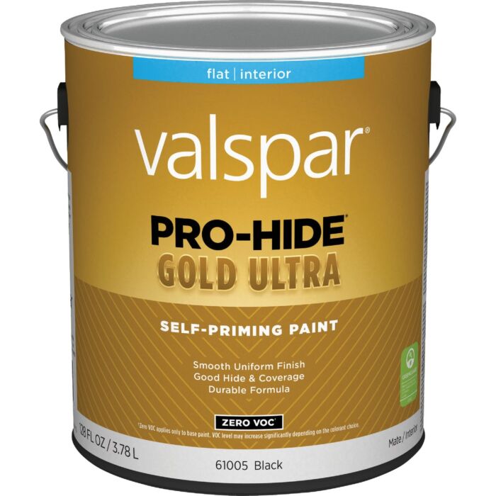 Valspar Pro-Hide Gold Ultra Self-Priming Interior Wall Paint (Flat - Black) 1 gal