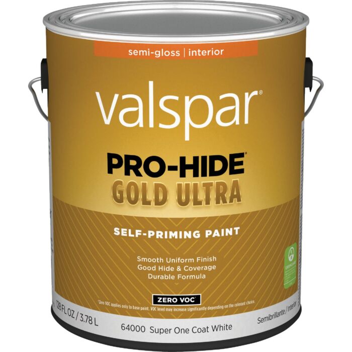 Valspar Pro-Hide Gold Ultra Self-Priming Interior Wall Paint (Semi-Gloss - Super-One Coat White) 1 gal