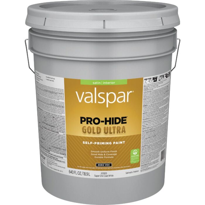 Valspar Pro-Hide Gold Ultra Interior Wall Paint (Satin - Super-One Coat White) 5 gal