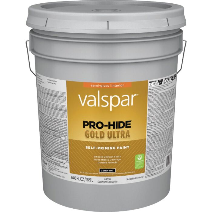 Valspar Pro-Hide Gold Ultra Interior Wall Paint (Semi-Gloss - Super-One Coat White) 5 gal
