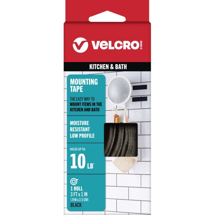 Velcro VELCRO Brand 1 In. x 3 Ft. Black Kitchen & Bath Mounting Roll