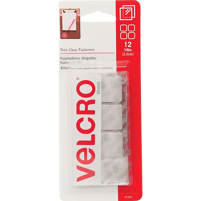 Velcro VELCRO Brand 7/8 In. Clear Hook & Loop Square (12 Ct.)
