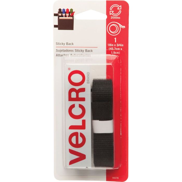 Velcro VELCRO Brand 3/4 In. x 18 In. Black Sticky Back Reclosable Hook & Loop Roll