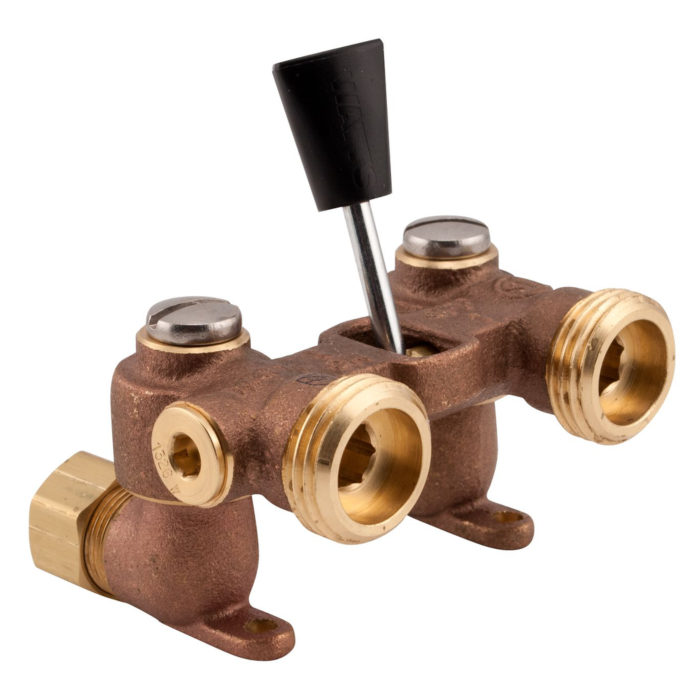 WATTS 1/2 In Brass Duo-Cloz Manual Washing Machine Shutoff Valve, Copper Adapters For Male Npt Or Solder