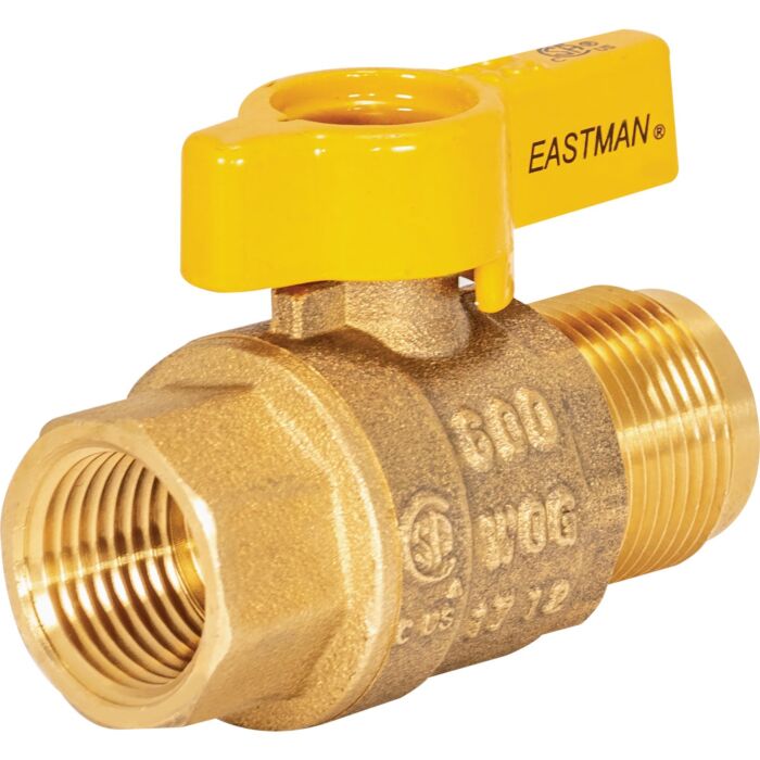 EASTMAN Brass Gas Ball Valve - 5/8 in. OD Male Flare x 1/2 in. FIP