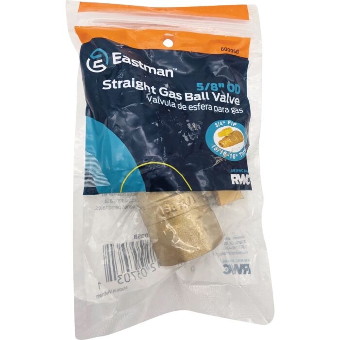 EASTMAN Brass Gas Ball Valve - 5/8 in. OD Male Flare x 3/4 in. FIP