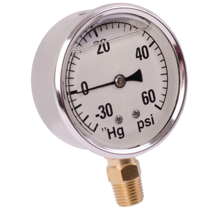 Valley Industries 2-1/2 in 30 in Vac 0 - 60 psi 1/4 in MNPT Single Scale Vacuum Gauge