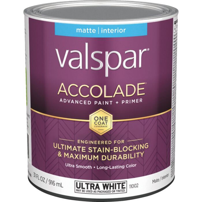 Valspar Accolade Premium Interior Paint & Primer (Matte - Ultra White Base) 1 qt.