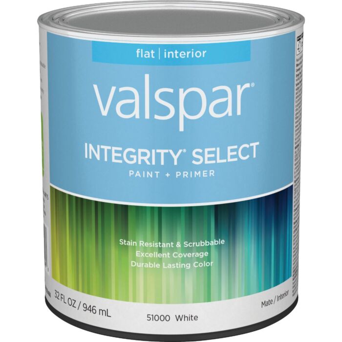 Valspar Integrity Select Paint & Primer Flat Interior Paint, White, 1 Qt.
