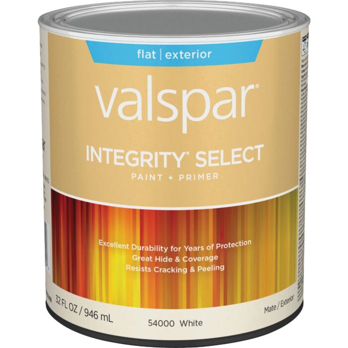 Valspar Integrity Select Flat Paint & Primer Exterior Paint, White, 1 Qt.