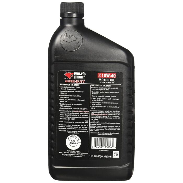 Wolfs Head Wolf's Head 836-91086-56 1 qt Super-Duty Motor Oil