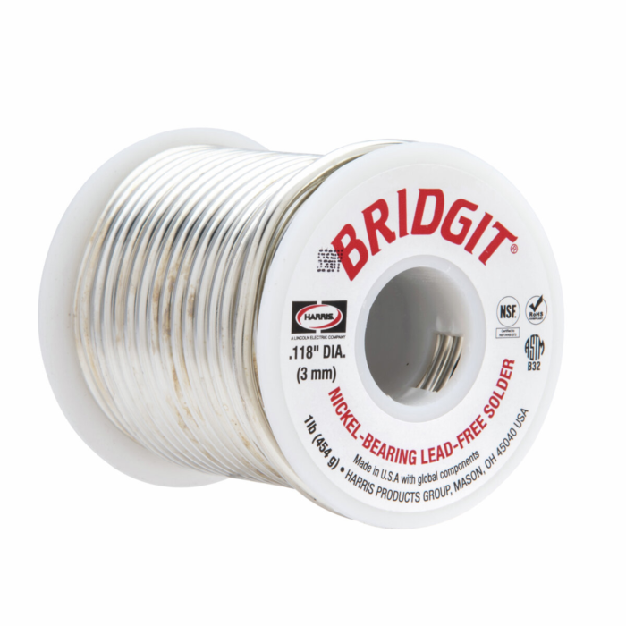 HARRIS BRIDGIT® Lead-Free Solid Wire Solder 0.118 in, 25 lb Box