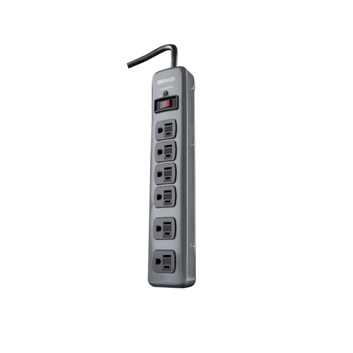 Southwire 6 OUTLET METAL SURGE PROTECTOR 900J, 3' CORD, (4+2), LIT RESETTABLE SW