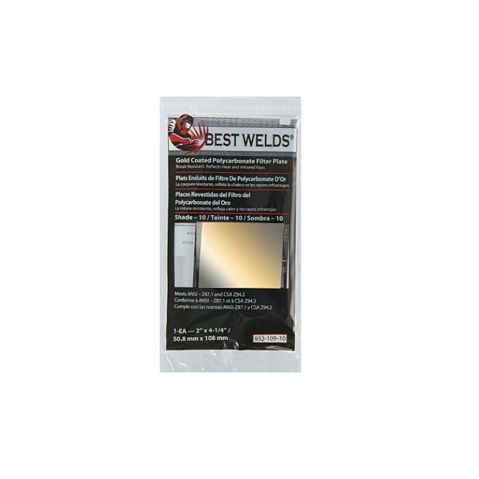 Best Welds® 2 x 4-1/4 in Polycarbonate Shade 10 Rectangular Filter Plate