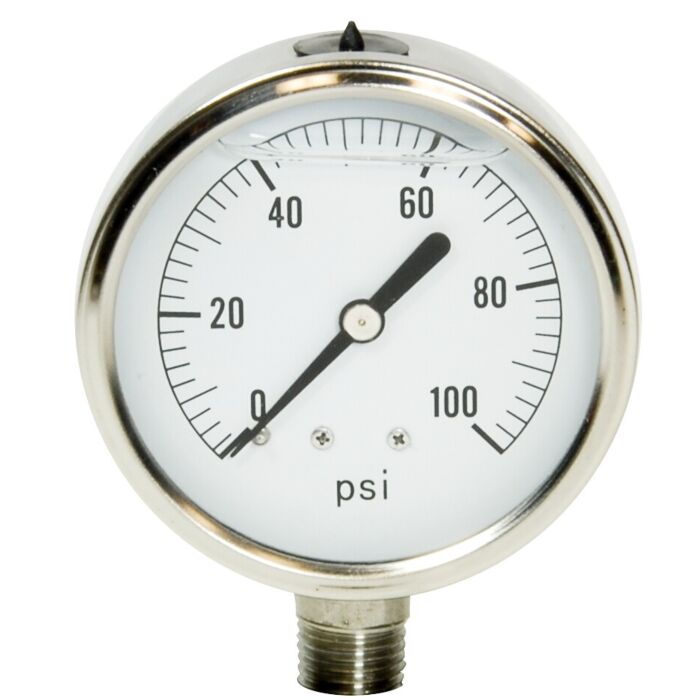 Valley Industries 2-1/2 in 0 - 100 psi 1/4 in MNPT Single Scale Pressure Gauge