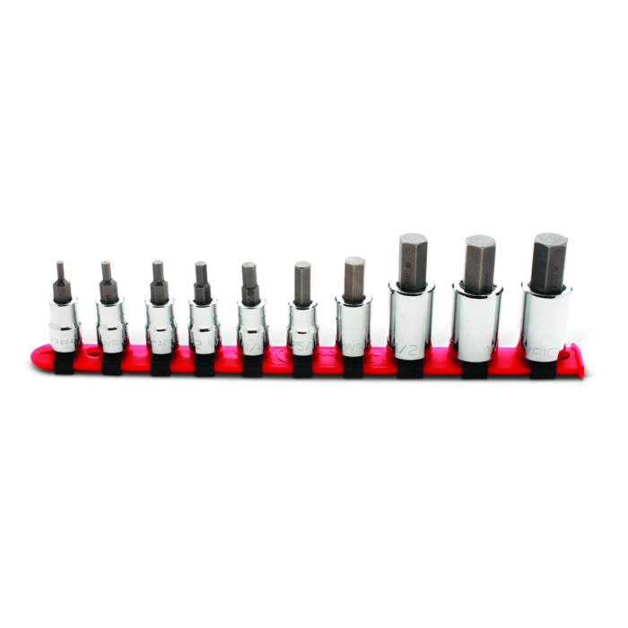 Wright Tool 3/8" & 1/2" Drive 10 Piece Set - Hex Bit Sockets w/Standard Bit, 1/8" - 5/8"