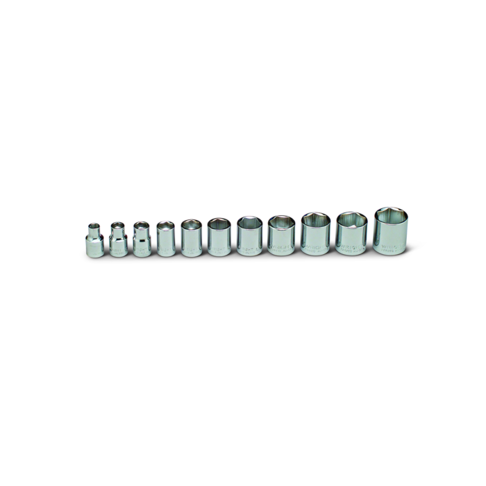 Wright Tool 3/8" Drive 11 Piece Set - 6 Point Standard Sockets, 1/4" - 7/8"
