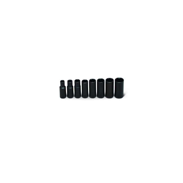 Wright Tool 3/8" Drive 8 Piece Set - 6 Point Deep Impact Sockets, 5/16" - 3/4"