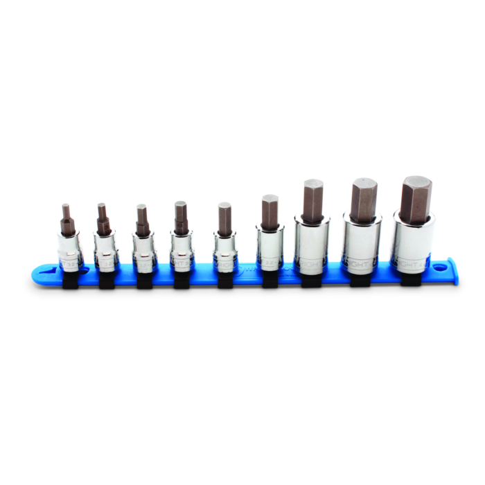 Wright Tool 3/8" & 1/2" Drive 9 Piece Set - Hex Bit Sockets w/Standard Metric Bit, 4mm -17mm
