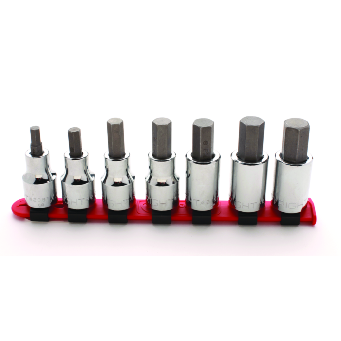 Wright Tool 1/2" Drive 7 Piece Set - Hex Bit Sockets w/Standard Bit, 1/4" - 5/8"