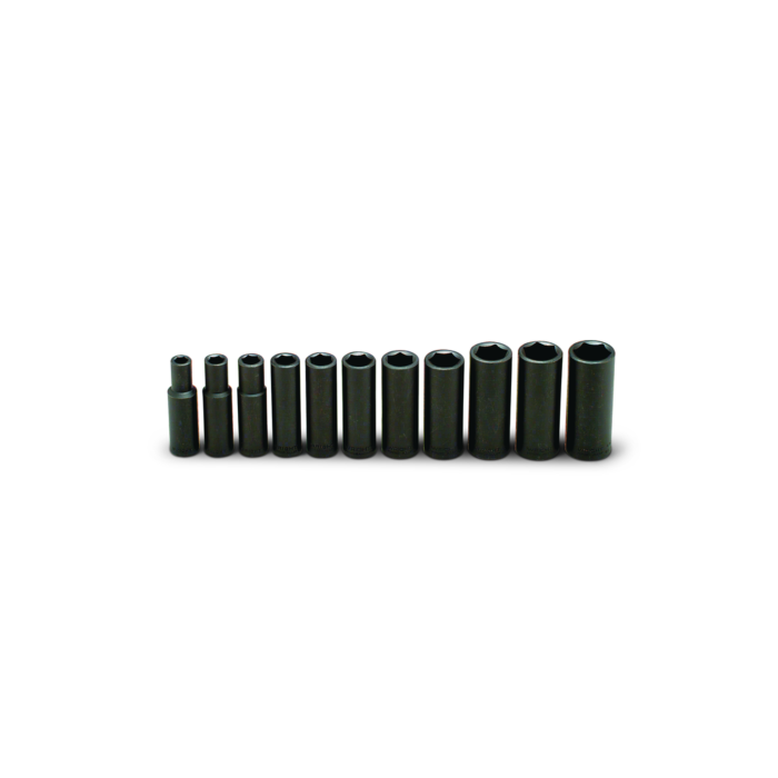 Wright Tool 1/2" Drive 11 Piece Set - 6 Point Deep Impact Sockets, 3/8" - 1"