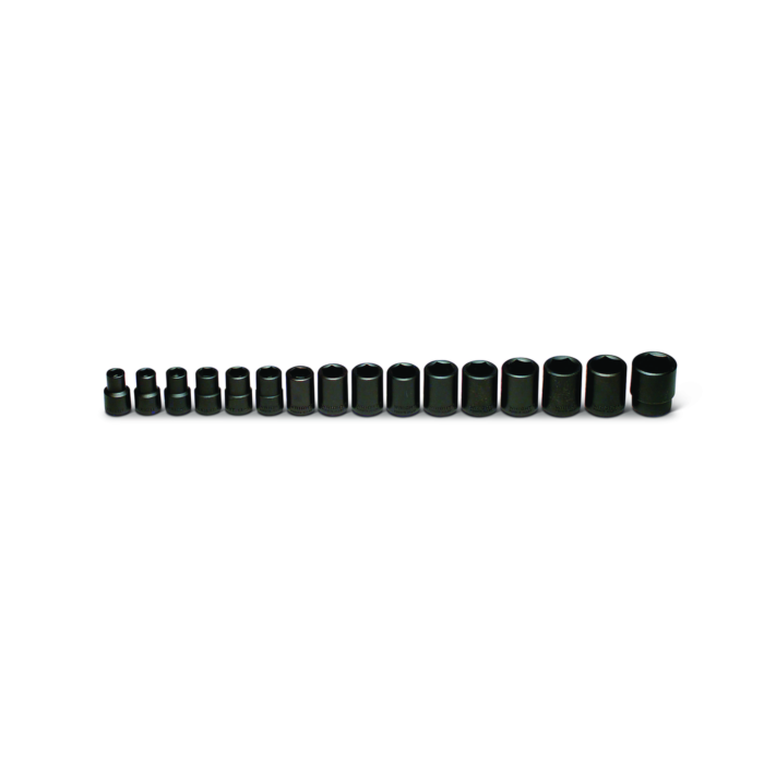 Wright Tool 1/2" Drive 16 Piece Set - 6 Point Standard Metric Impact Sockets, 10mm - 27mm