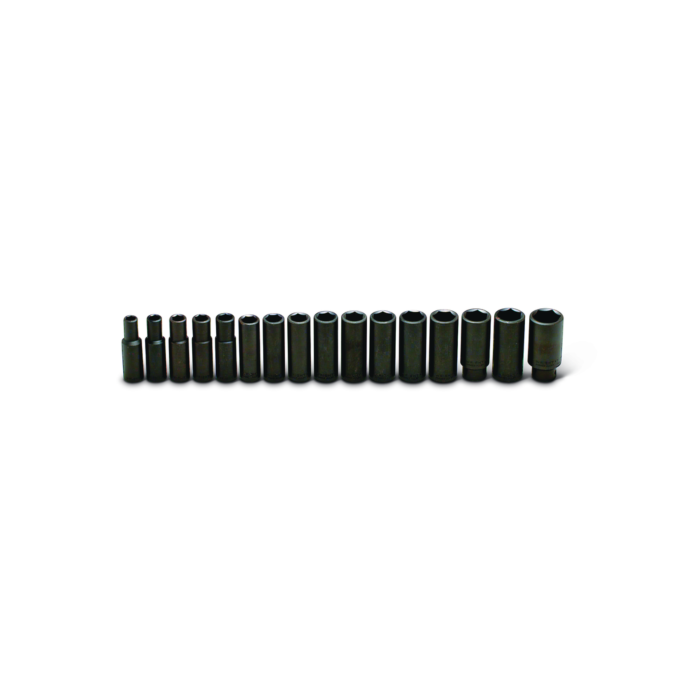 Wright Tool 1/2" Drive 16 Piece Set - 6 Point Deep Metric Impact Sockets, 10mm - 27mm